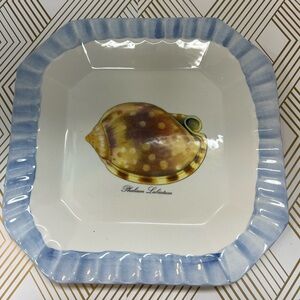 Due Torra Italy Transferware Fluted Edge Ceramic Sea Shell Plate 10”